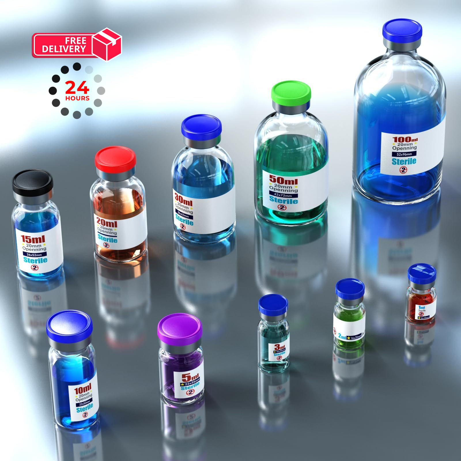 Ks-Tek Sterile Empty Vials with Self Healing Injection 10 ml, Transparent
