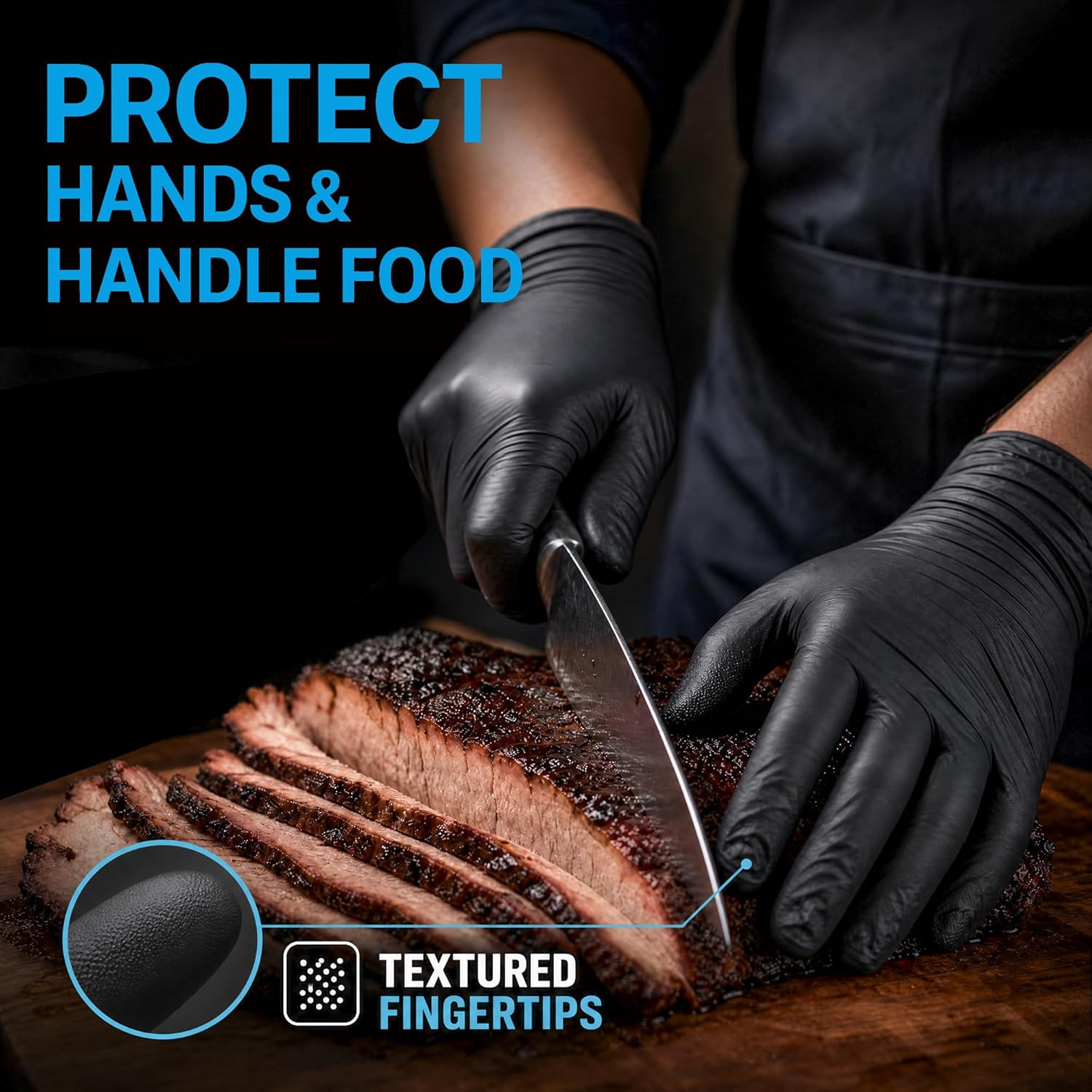 HEAVY DUTY 6 Mil Nitrile Black Gloves Disposable Latex Free Rubber Cooking Clean