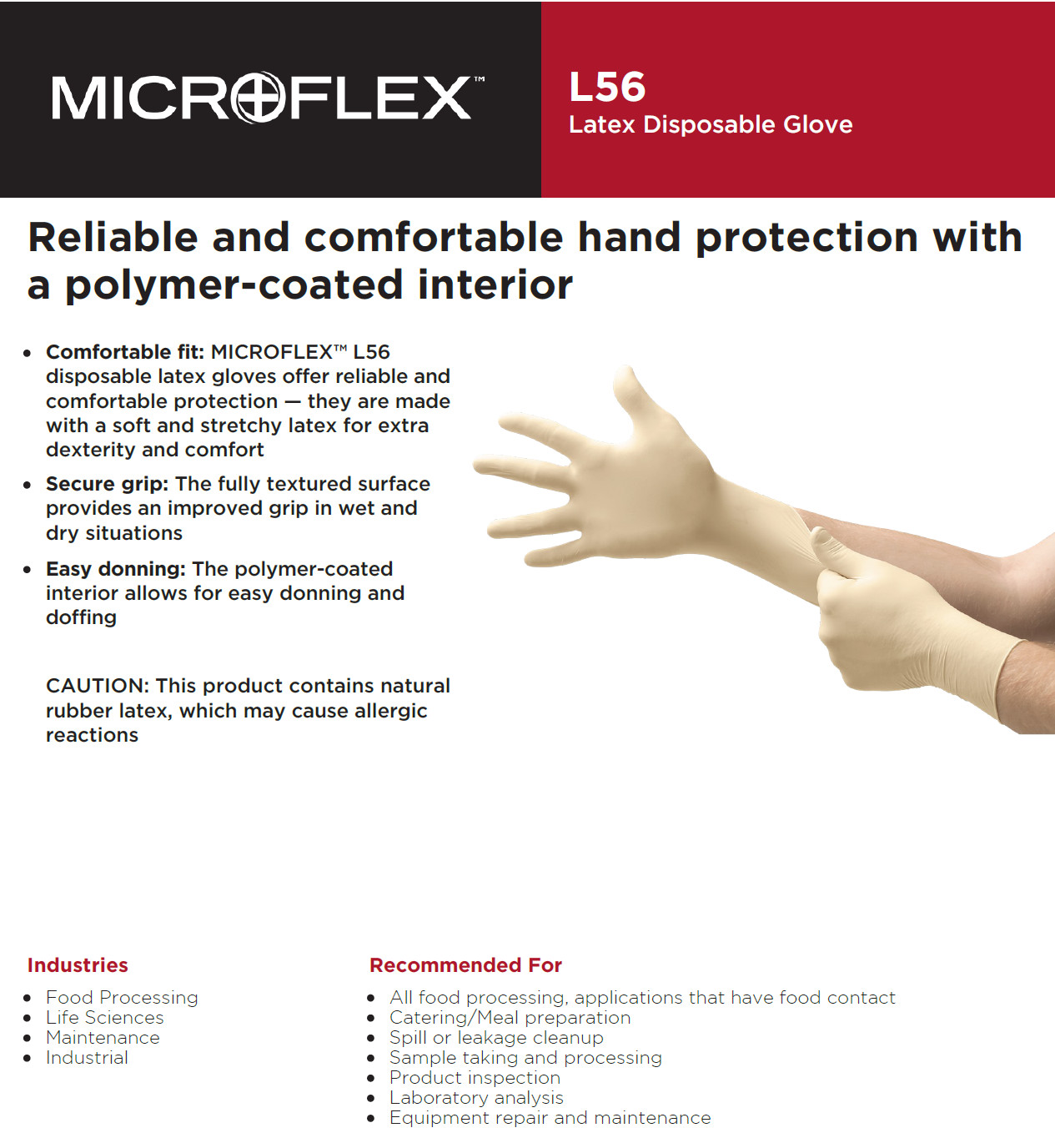 5mils Thick Ansell MicroFlex Disposable Latex Gloves Powder-Free Industrial, S