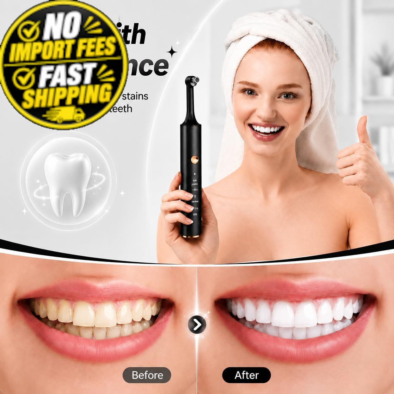 Tooth Polisher, Whitening Kit for Teeth 1 Count (Pack of 1), Black