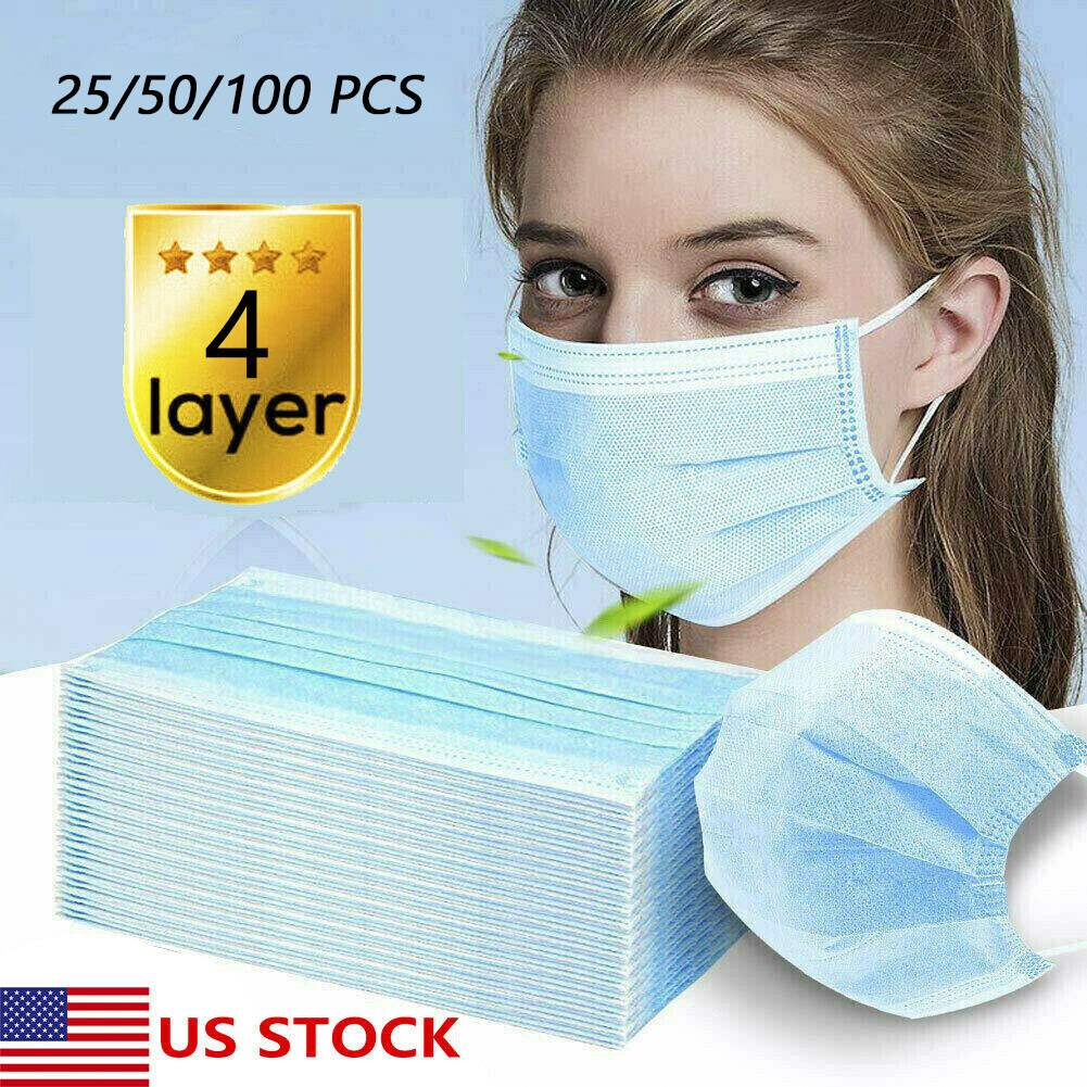 Lot of 4 Layer Face Mask Mouth & Nose Protector Respirator Masks with Filter