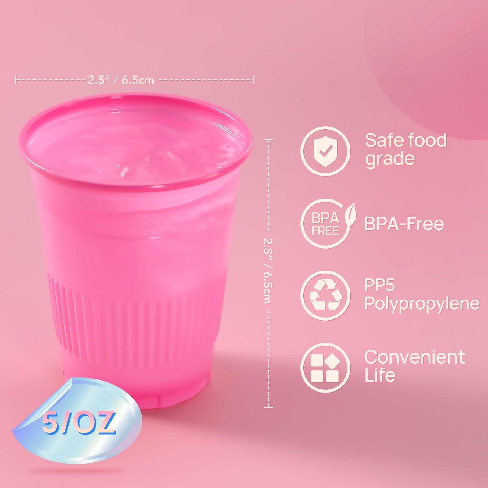 JMU Disposable Plastic Cups 5OZ Colorful Plastic Dental Rinse Cups 1000PCS