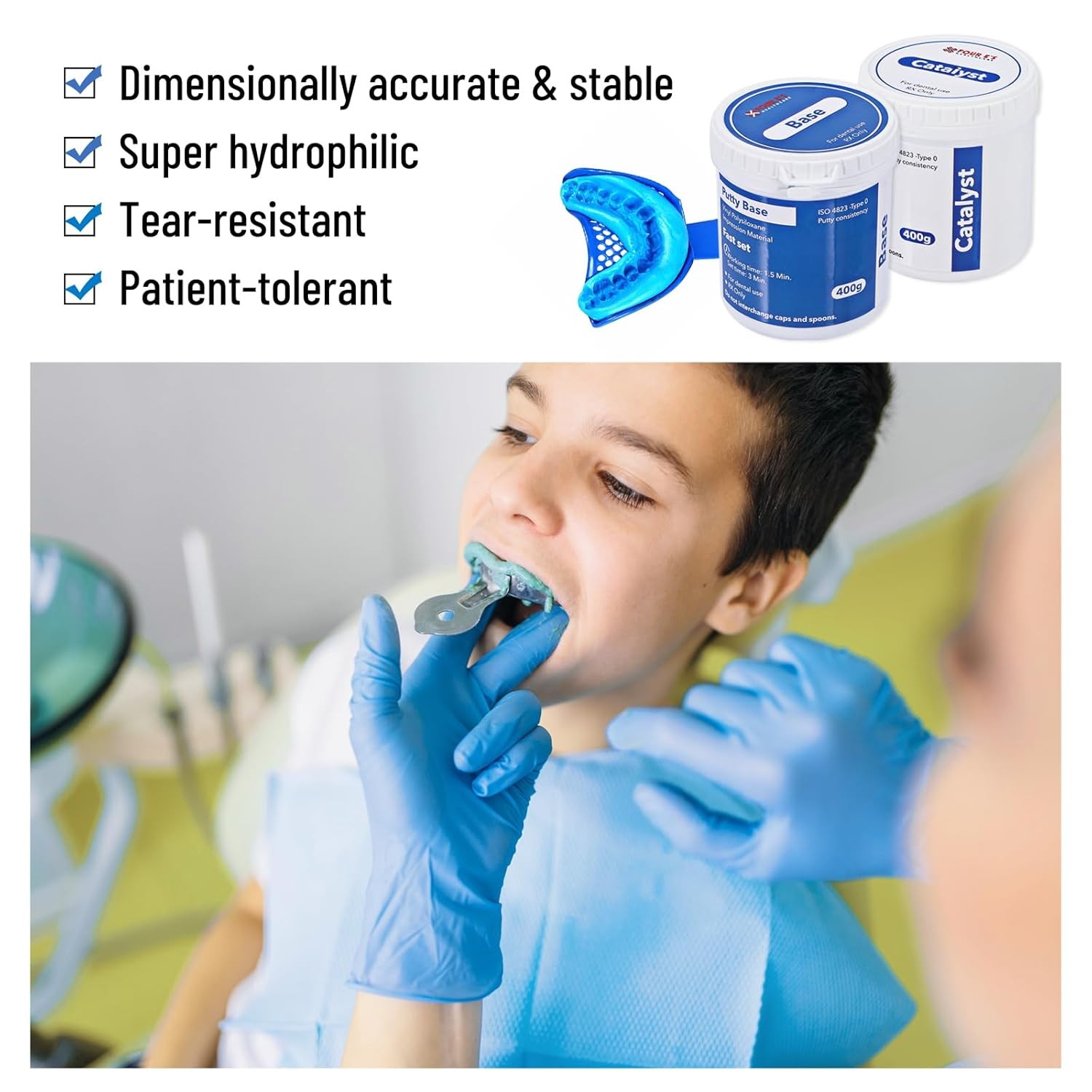 Dental Impression Putty Fast Set 800g VPS Putty (400g Base & 400g Catalyst) New