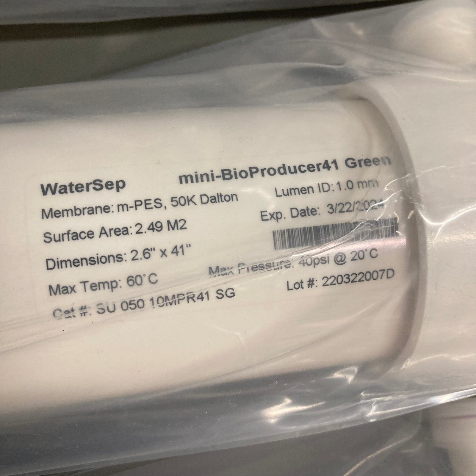 Hollow Fiber Filter Cartridge – WaterSep – 050-10MPR41 – 50k Dalton – 1.0mm