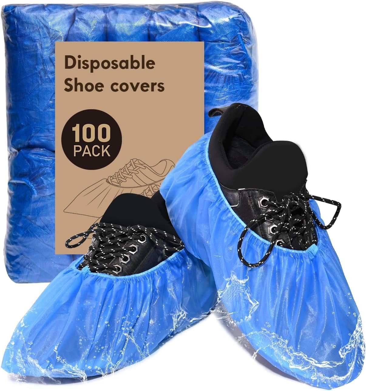 100 Pack Disposable Shoe Covers Non Slip Waterproof Booties for Indoor Home Use