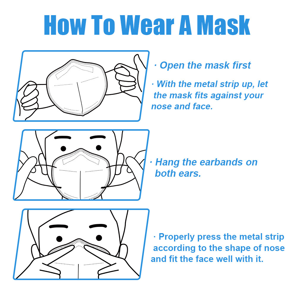 [50 Pieces] Disposable 5-Layers KN95 Face Mask Mouth Protective Respirator Black