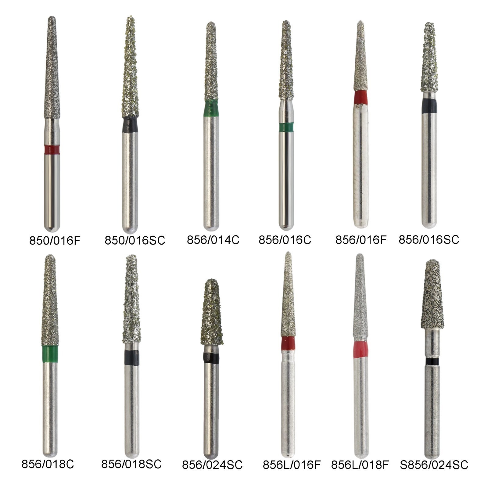 Dental Diamond Burs FG Round End Taper Super Coarse Fine Grit High Speed 856 850