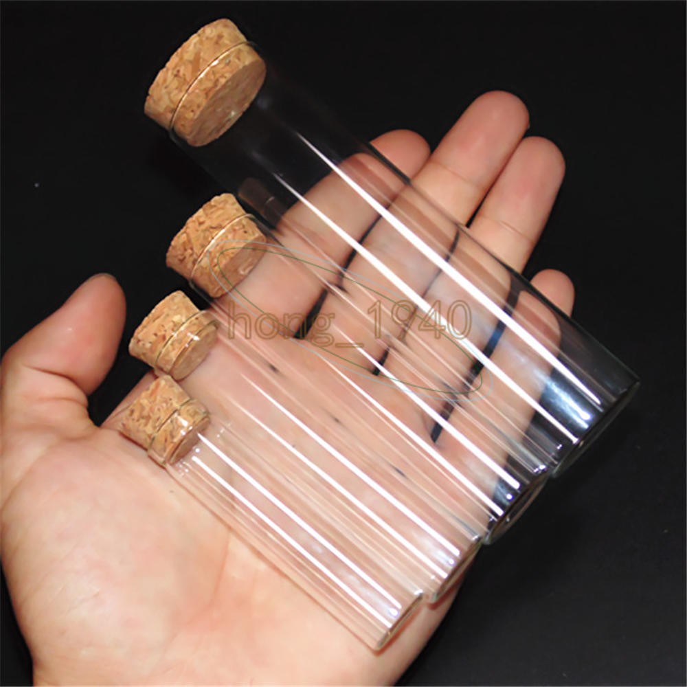 5x Flat Bottom Multiple Lab Glass Test Tube With Wood Stopper Thermostability