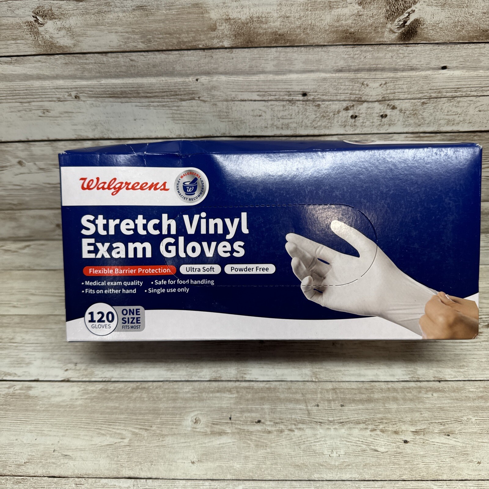 Walgreens Stretch Vinyl Exam Gloves 10 Boxes *One Size* Box of 120 Exp: 09/25