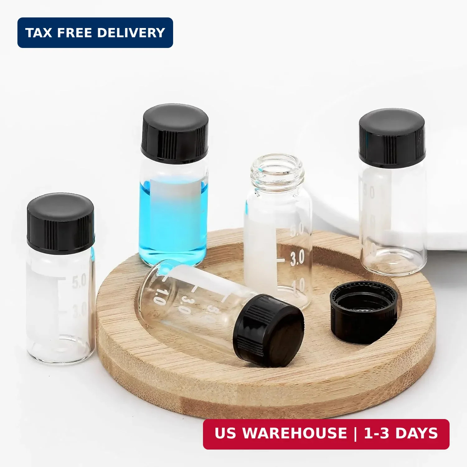 Kesell 10-Pack 5ml (0.17oz, 1.35dram) Glass Vials with Screw Caps | Borosilicate