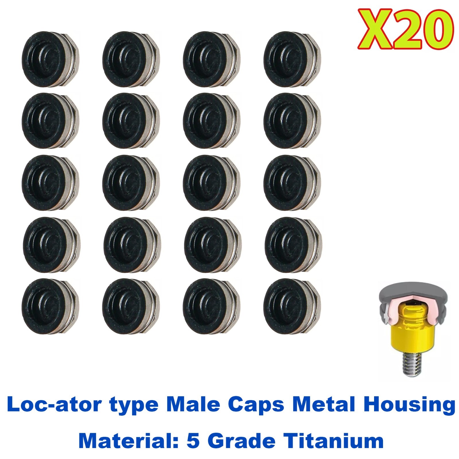 US 20Pcs Dental Overdenture Mini Retentive Caps 1.2/2.4lbs for Implants Locator