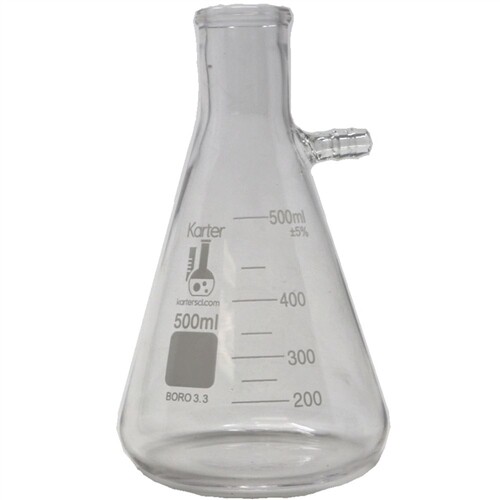 500ml Filtering Flask, Graduated, Boro 3.3 Glass, Karter Sci 250N2 (Pack 6)