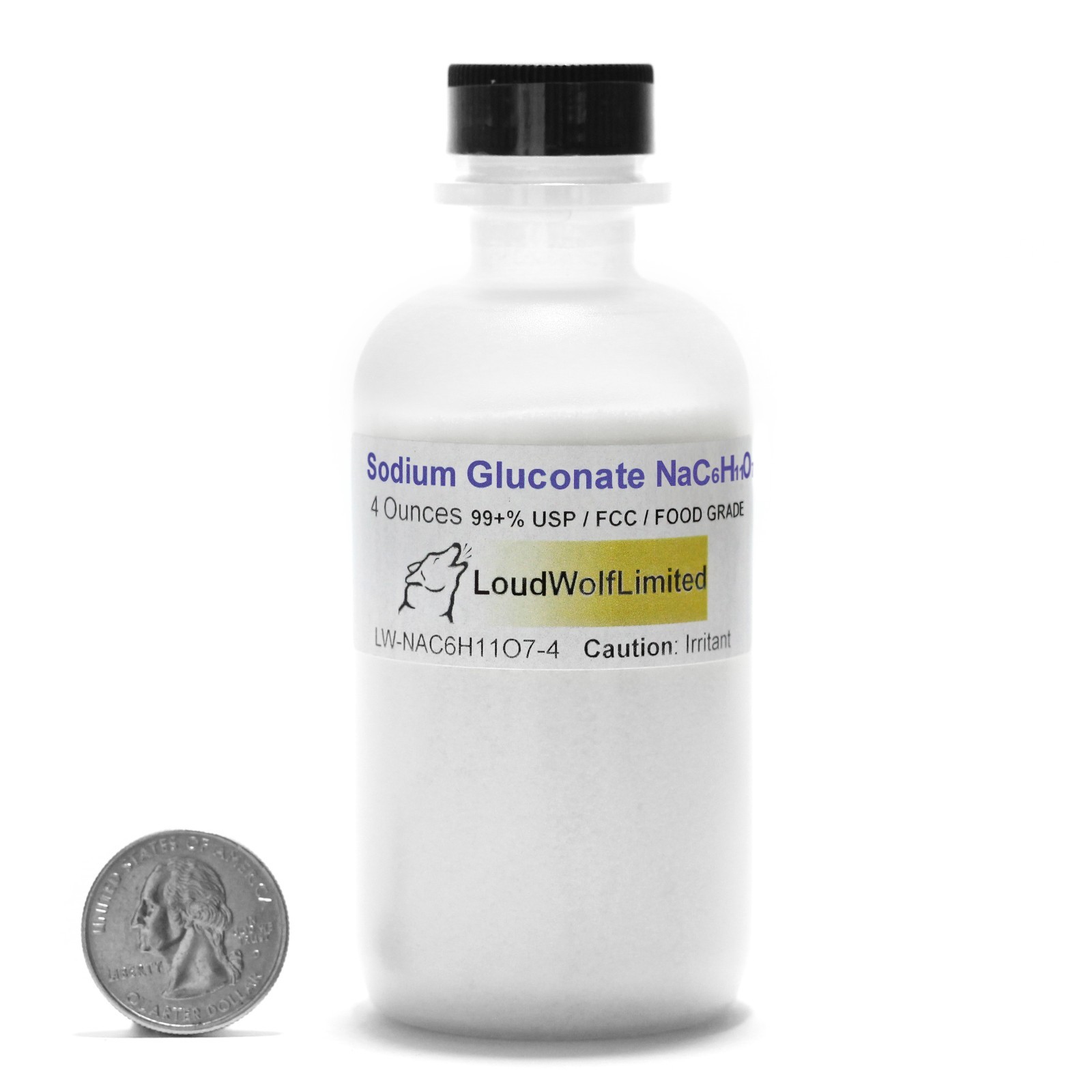 Sodium Gluconate, 4oz, FCC Food Grade 99+% Pure, Sturdy Bottle SHIPS SAME DAY