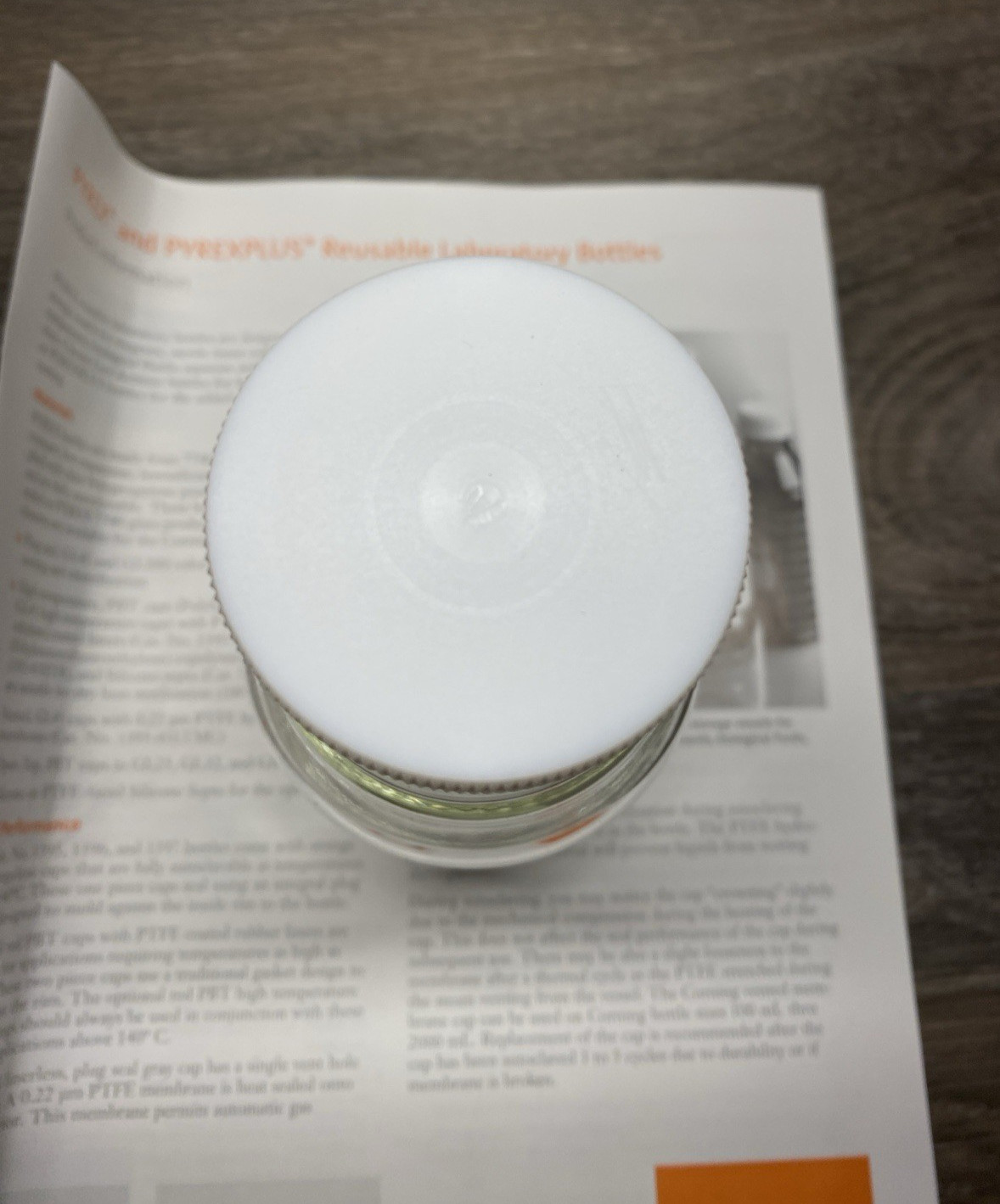 Corning PYREX 250mL Media Bottle 450490 White GL45 Threaded Cap PTFE Liner