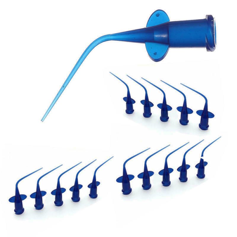 Dental Endo Disposable Syringe Tips Irrigation Needle Curved Tips Flexible Blue