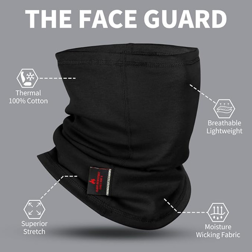 2 Pack FR Neck Gaiter Face Mask 100% Cotton Flame Resistant Welding Arc Shield