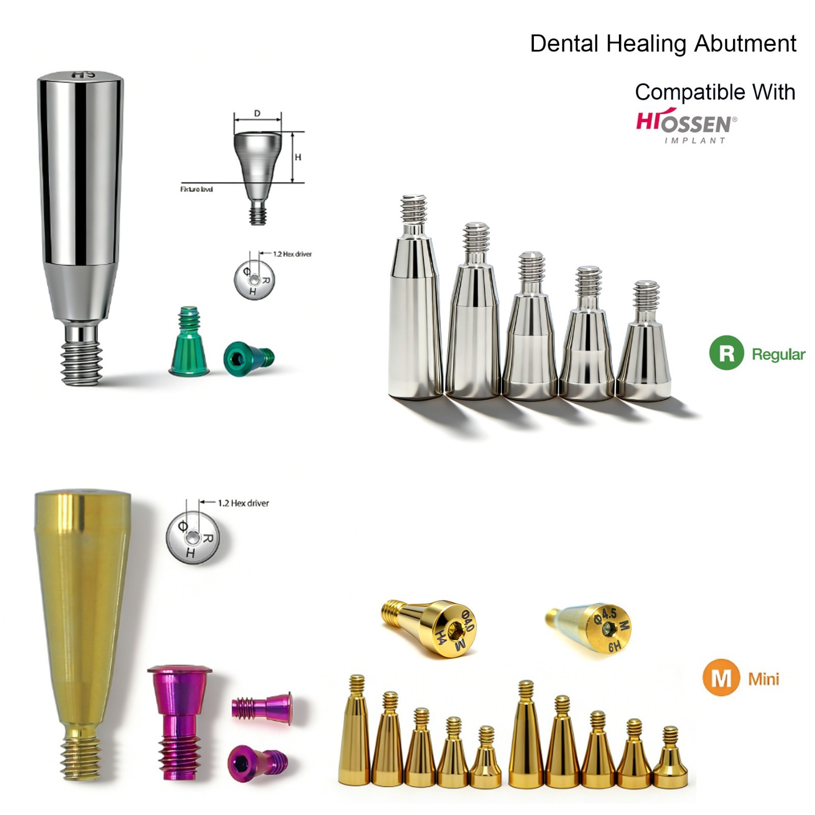 US Dental Healing Abutment Cap Ti For Hiossen ET/Oss TS Mini Regular Cover Screw
