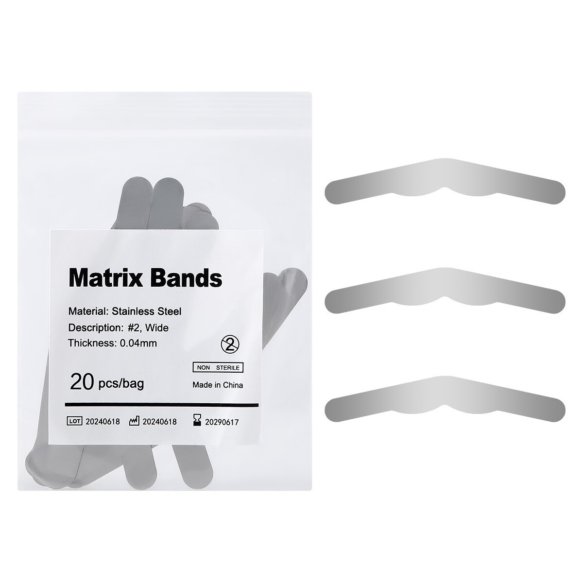 Dental Sectional Matrix System Contoured Metal Matrices Refill Matrix Bands