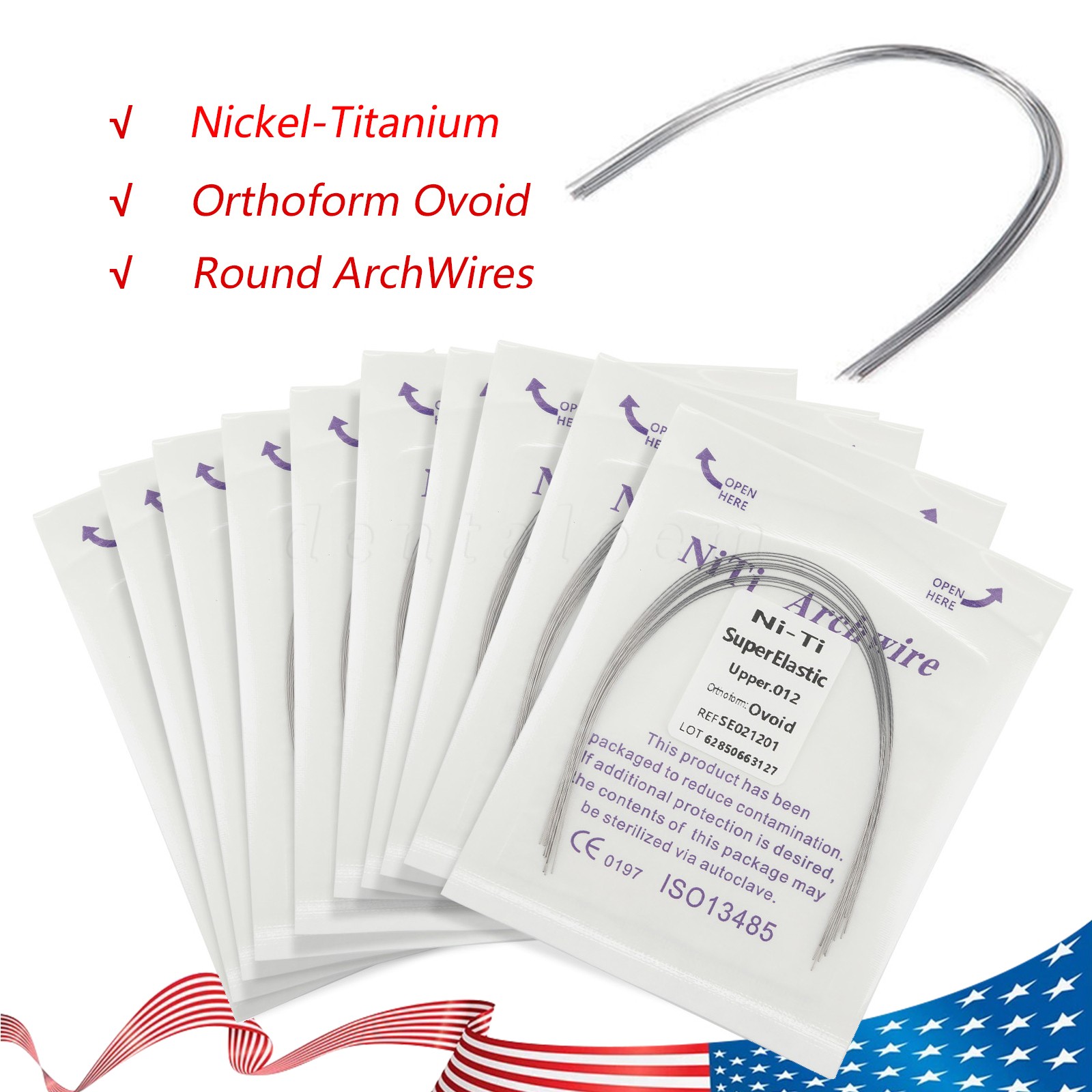 Dental Orthodontic Niti Arch Wire Round Ovoid Upper/Lower/All Sizes Mixed