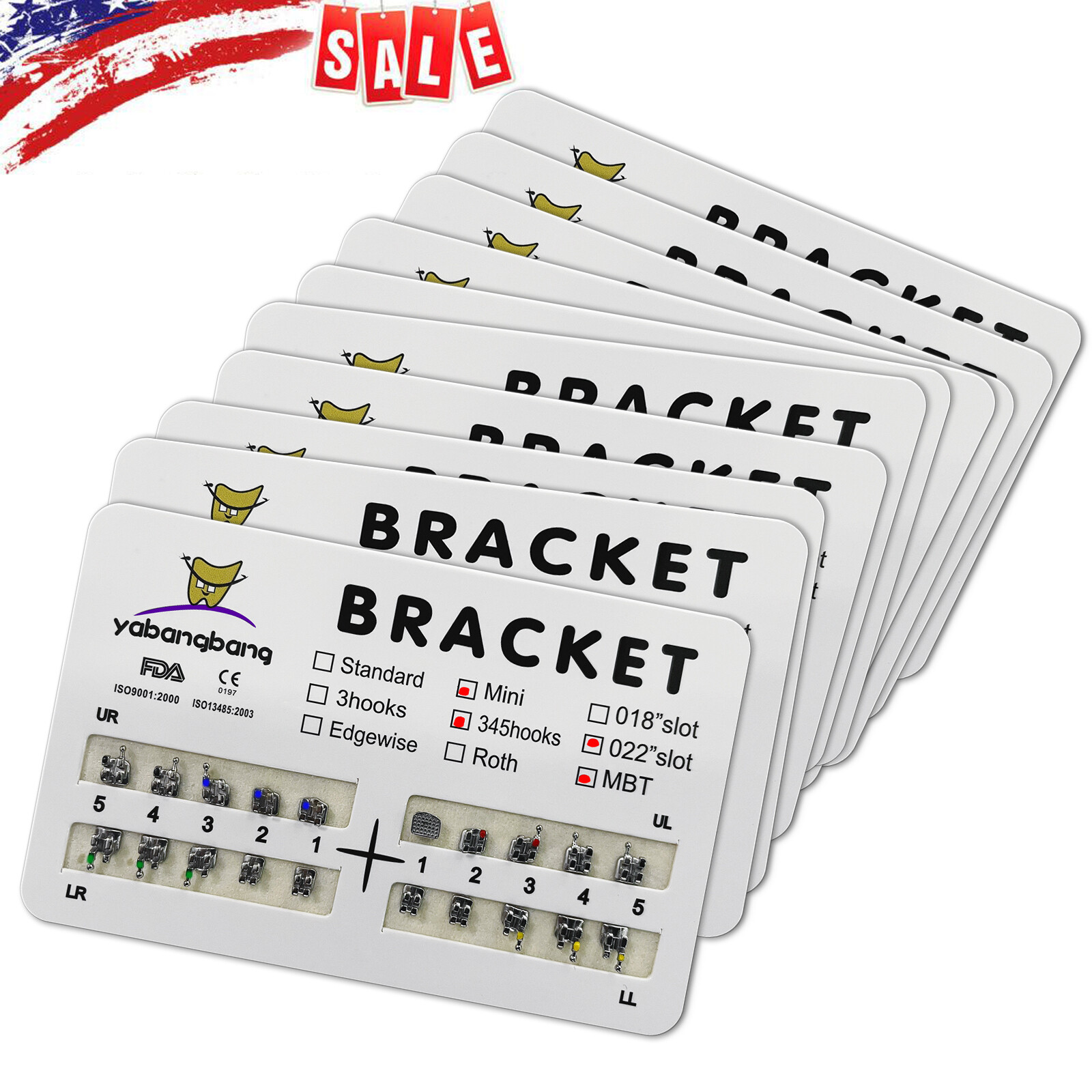 10-200packs Dental Orthodontic Bracket Mini Braces Roth MBT 022 345 Hooks SA