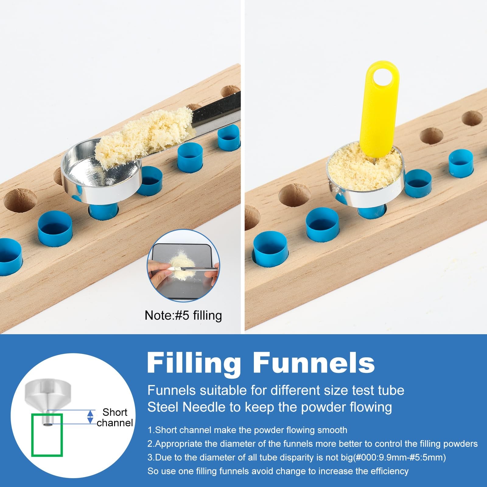 11 Pcs Capsules Filling kit Tray Tools Lab Short Stem Funnels, Making Holder…