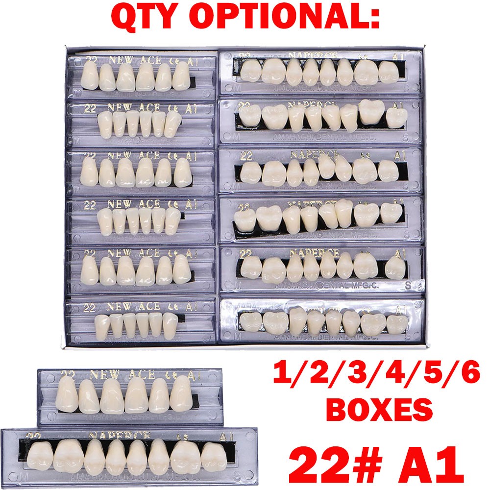 1-6 Boxes Dental Acrylic Resin Denture 22# A1 Full Set Teeth Upper Lower Shade