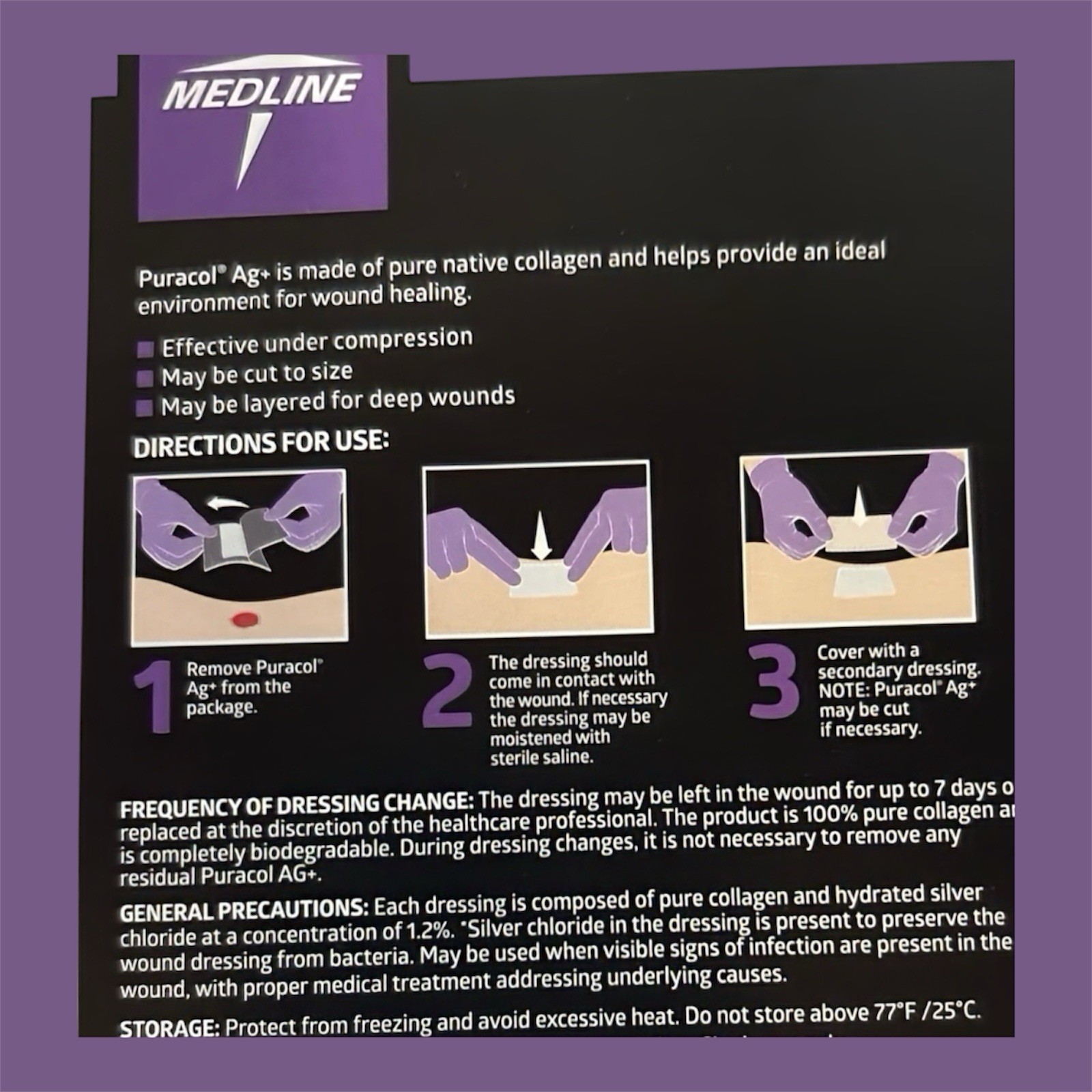 Medline Puracol Ag Collagen Wound Dressing w/ Silver 2×2 in, MSC8422