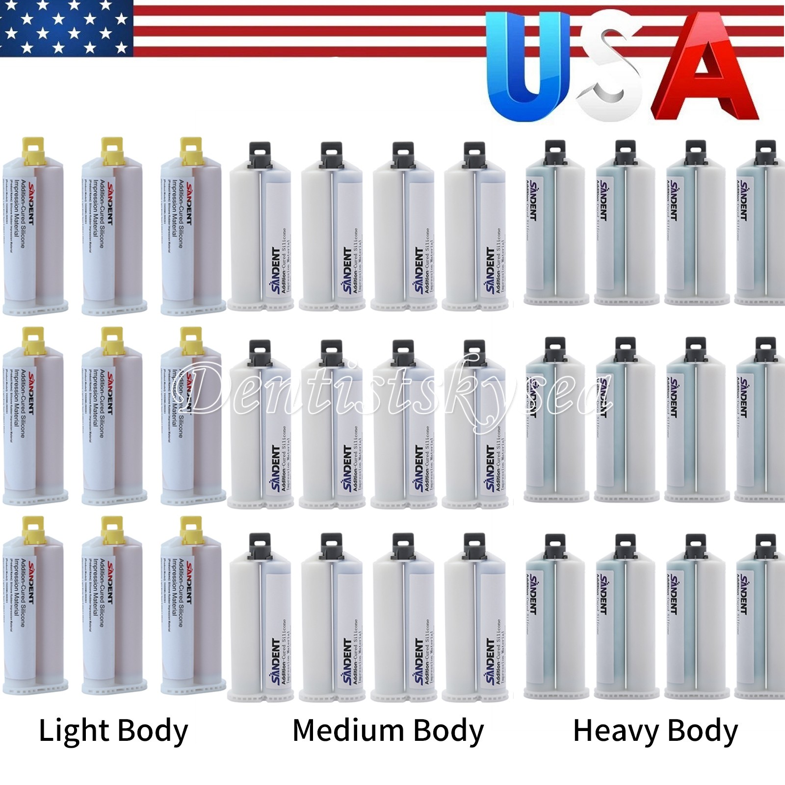 LIGHT BODY VPS PVS Dental Impression Material REGULAR Set 50ML Cartridge
