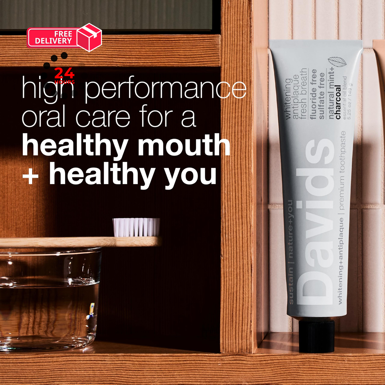 Davids Charcoal Toothpaste for Enhanced Teeth 5.25 Ounce (Pack of 1), Gray