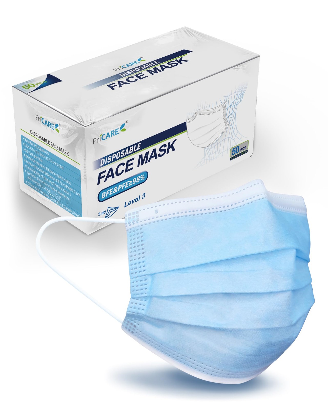 Disposable Face Masks, 3-Ply ASTM Level 3 Medical Grade, Breathable & Comfort…