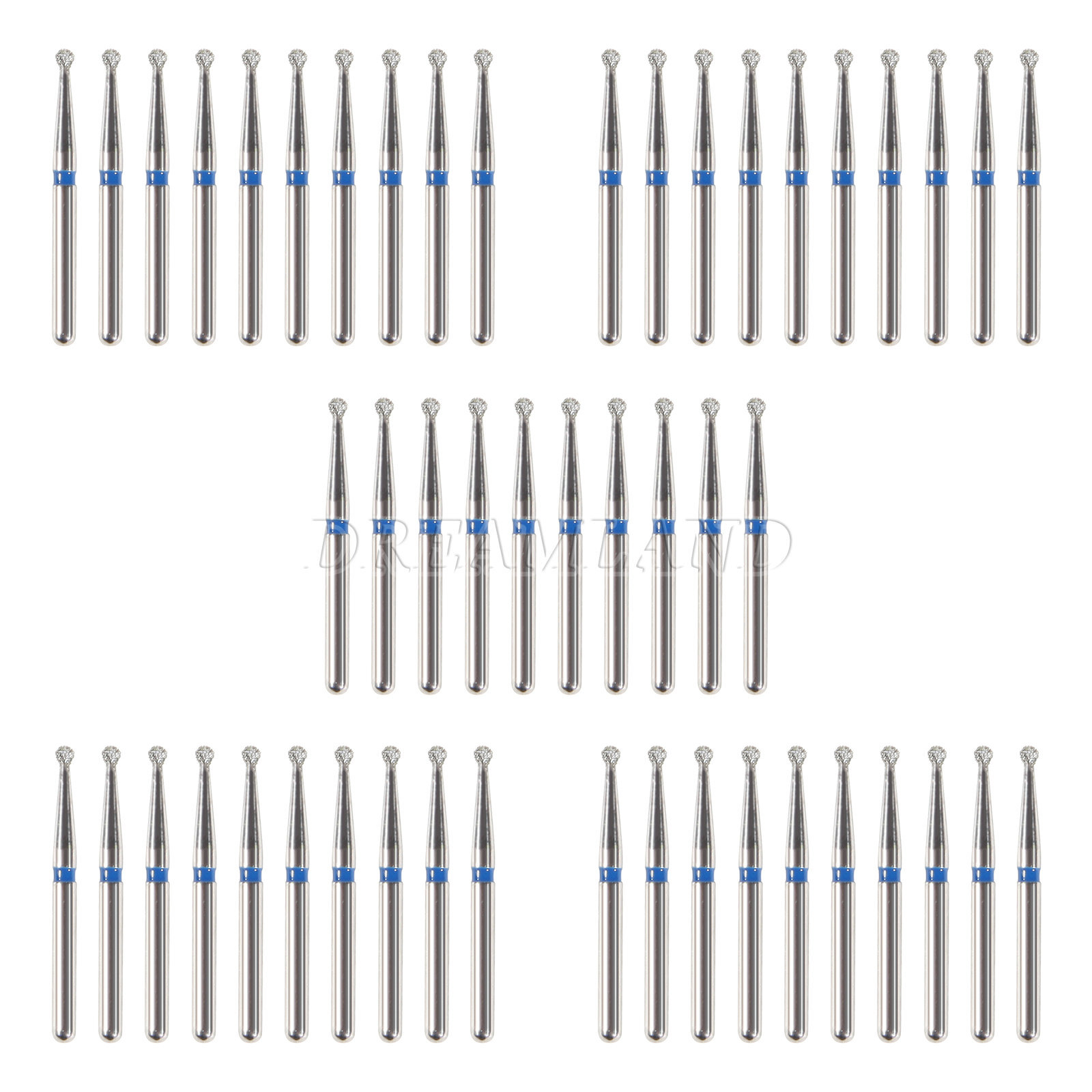 50pcs Dental Diamond Ball Round burs Burr FG 1.6mm to High Speed Handpiece BR-46
