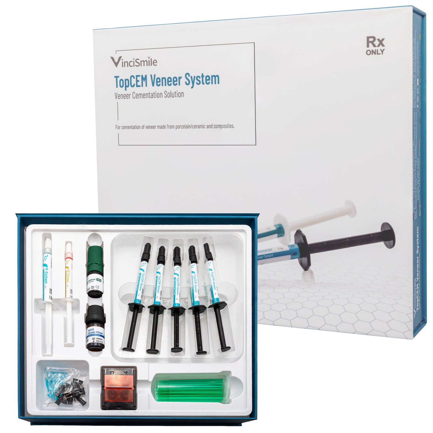 Dental Veneer Cementation Kit:2 Etching Gel/10 Veneer Cement/1 Adhesive/1 Primer