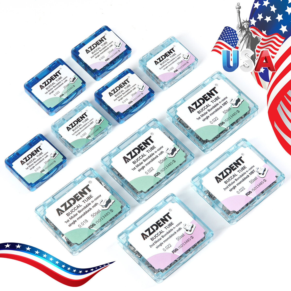 Dental Orthodontic Buccal Tube 1 First Molar Bondable Non-Conv Roth MBT 022 018