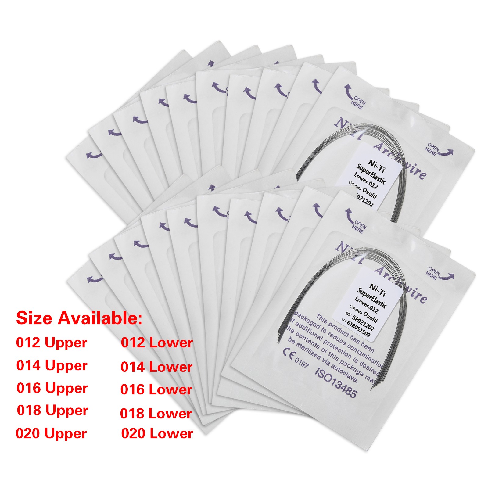 100 PCS dental orthodontic super elastic niti round arch wires Ovoid form 10 bag