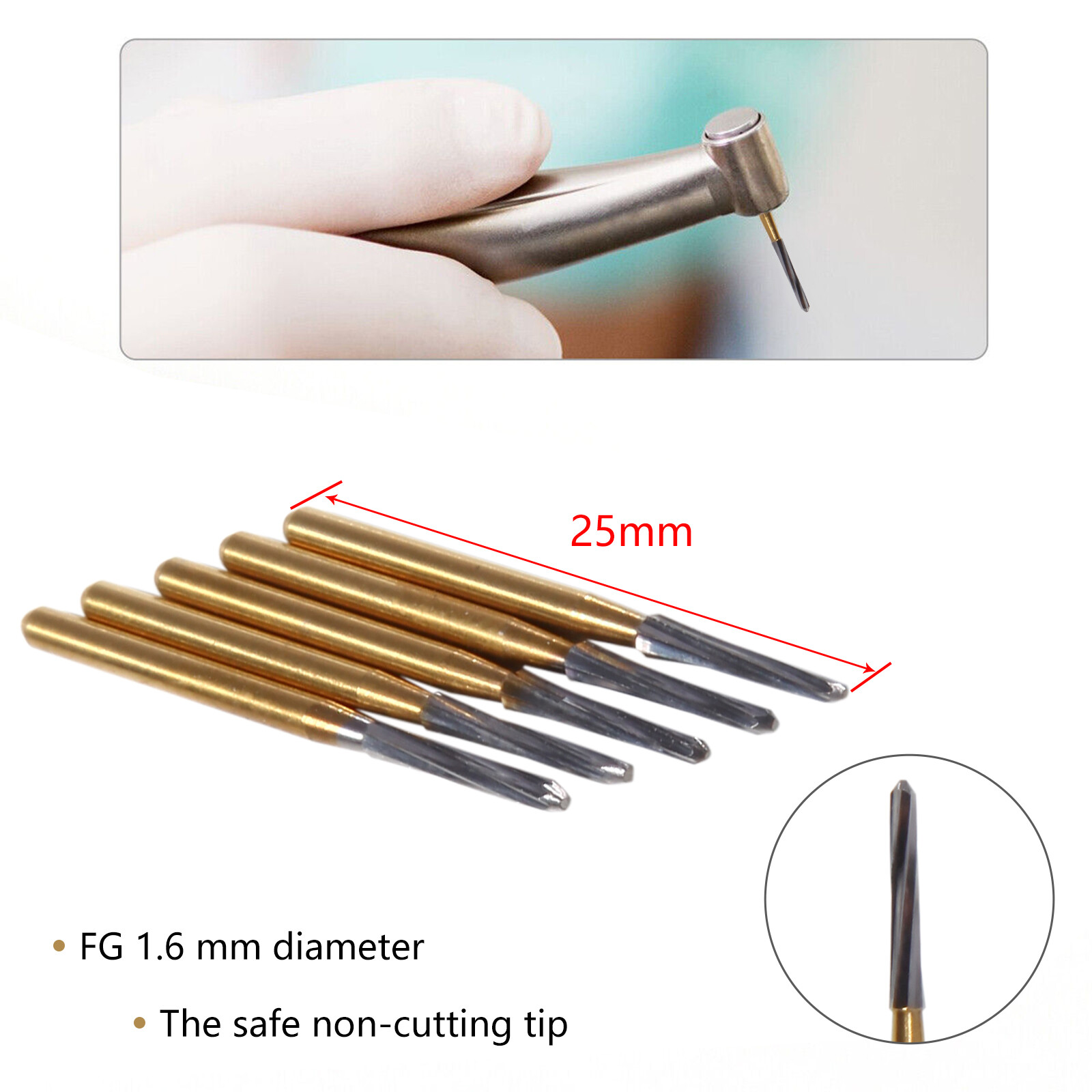 5PCS Dental Endodontic ENDO-Z Tungsten Carbide FG Round Bur High Speed 25mm USA