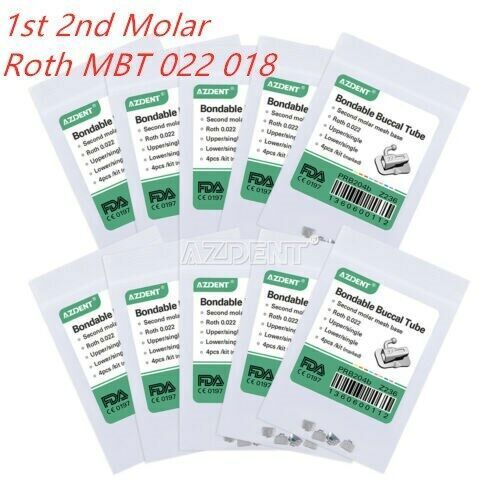10x Dental Orthodontic Buccal Tube Bondable 1st 2nd Molar Roth MBT 022 018