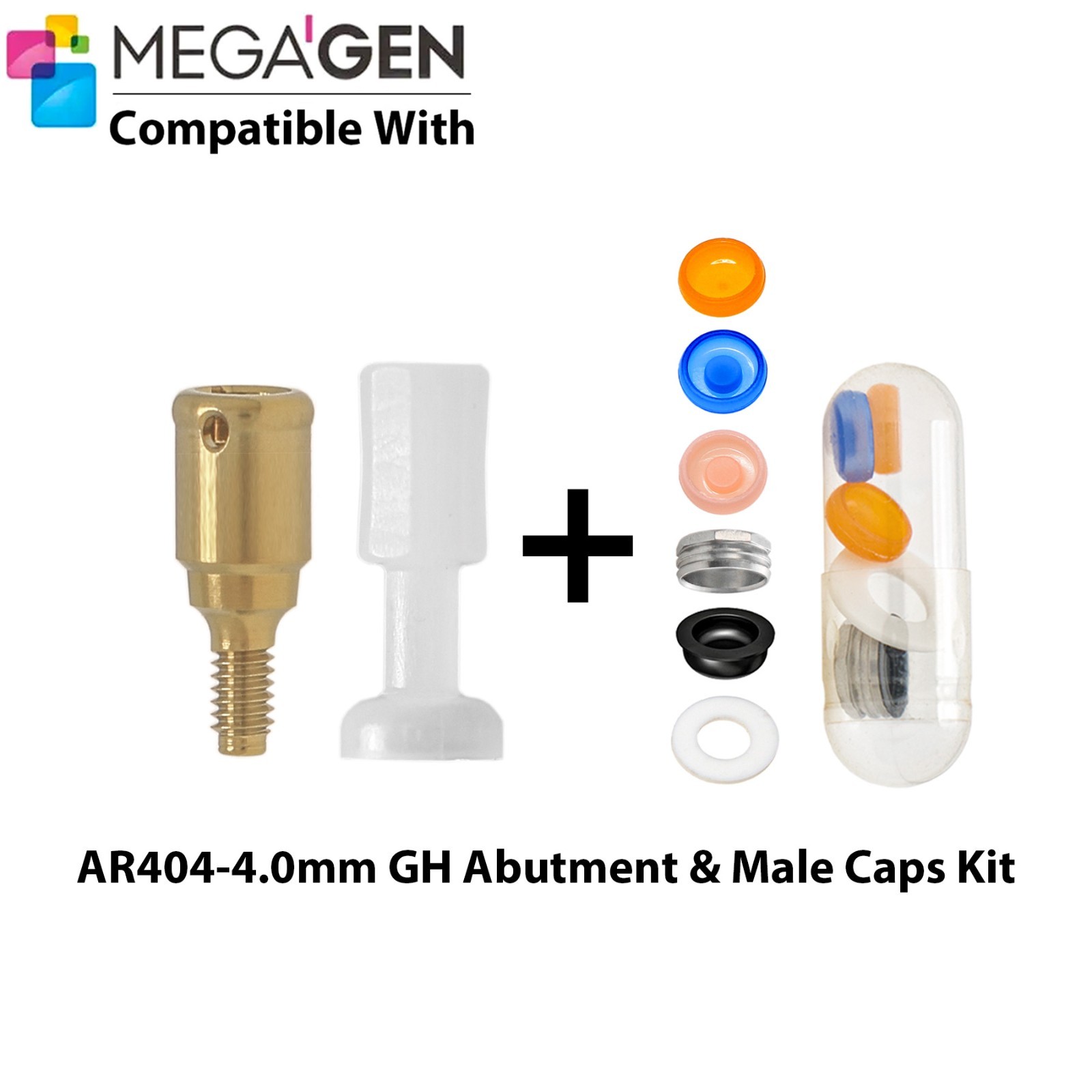 Dental Locator Abutment & Male Cap Compatible MegaGen AnyRidge AR Implant System
