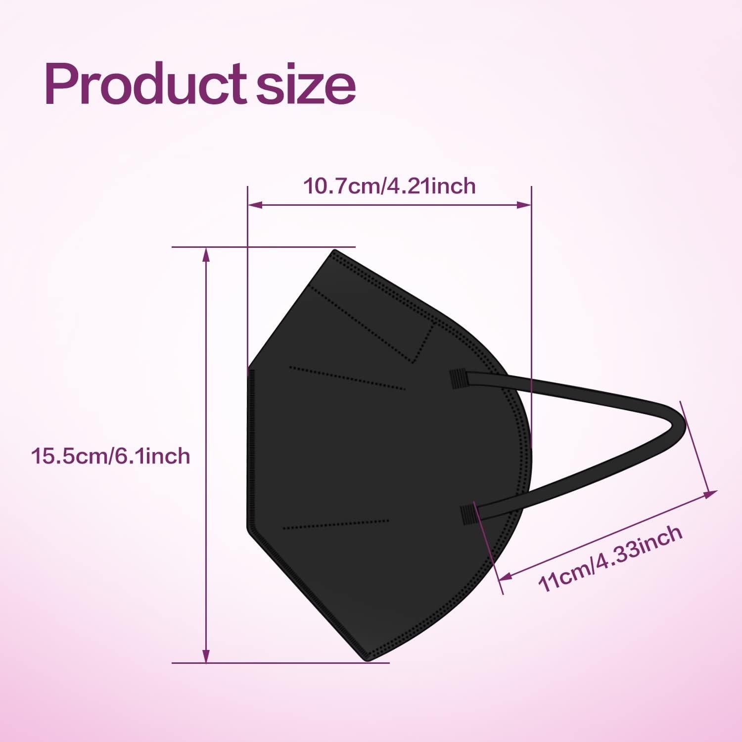 50 Pack Cup Dust Safety Disposable Masks, 5-Layer Foldable Masks