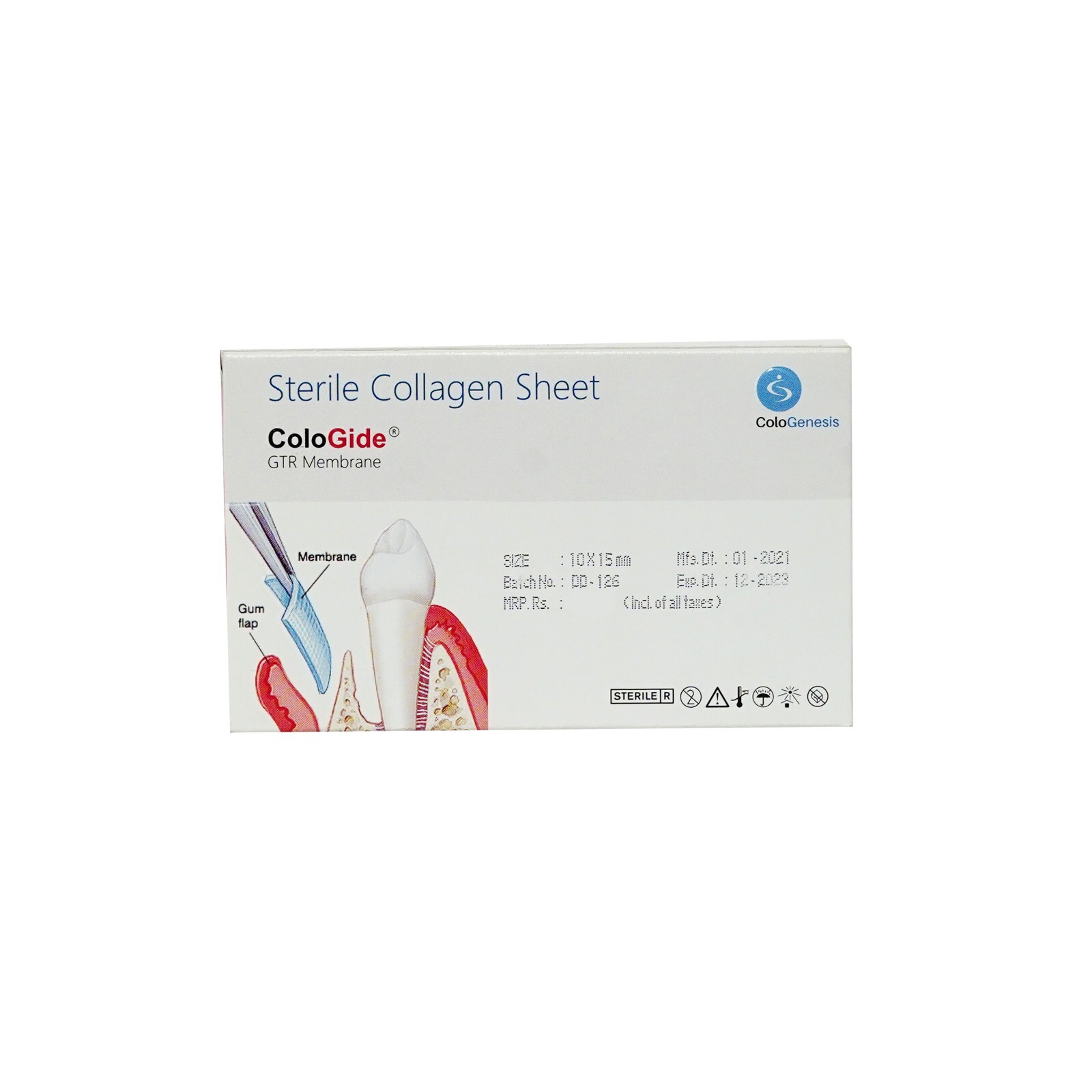 5 Pack of New Colo Gide Sterile Collagen Sheet GTR Membrane 10 x 15mm Free Ship