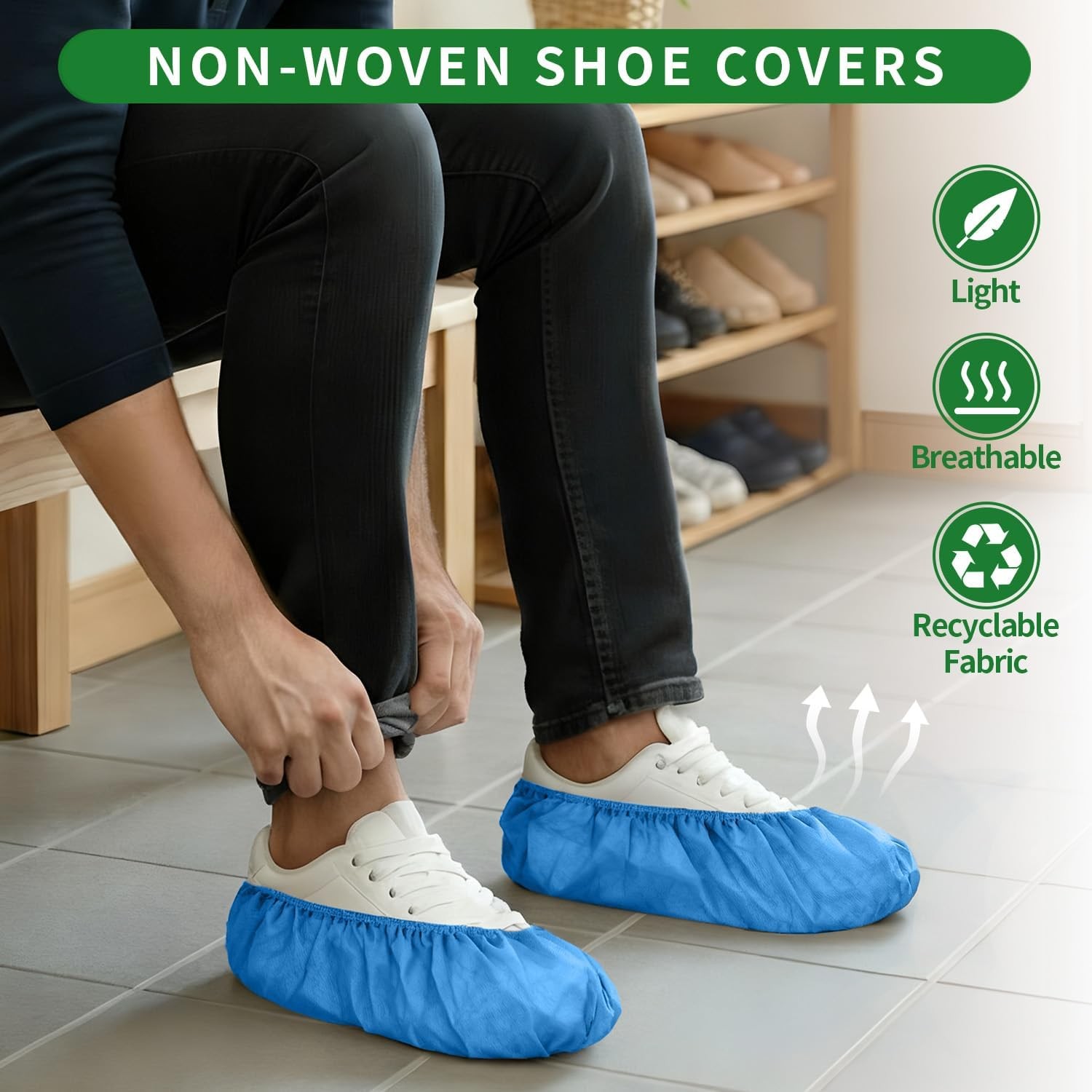 50/100/200 Pack Non-Silp Shoe Covers Disposable Indoors Non-Woven Fabric