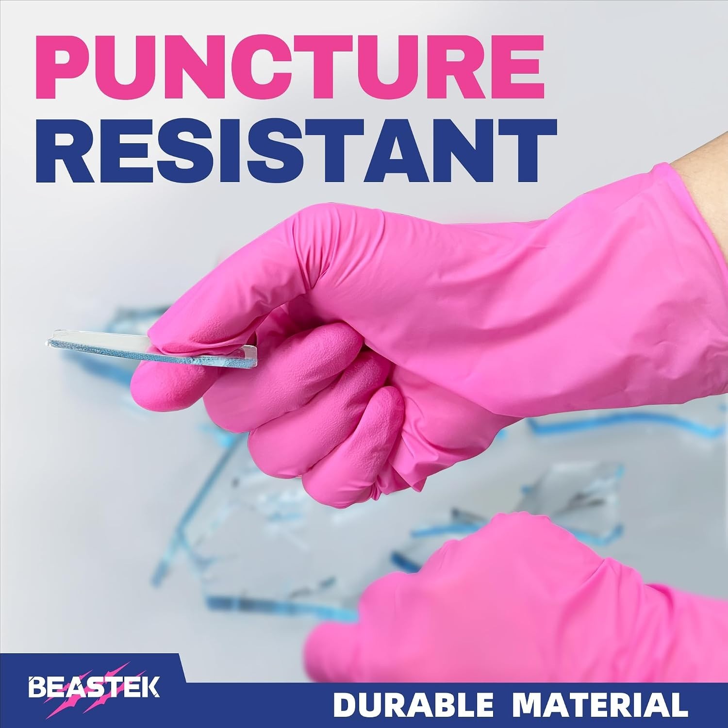 100Ct Hot Pink Nitrile Gloves – 4Mil, Powder-Free, Latex-Free for Multiple Uses