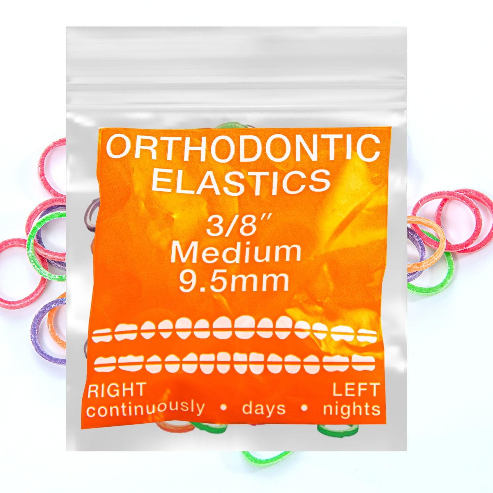 Neon Latex 100 counts Intraoral Elastic Bands Orthodontic Elastics Dental Rub…