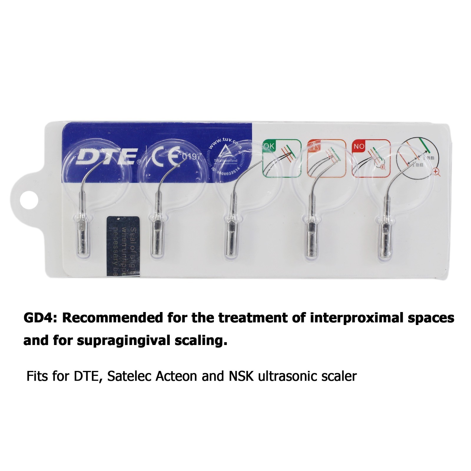 Woodpecker DTE Dental Ultrasonic Piezo Scaler Handpiece Tips HD-7L HW-5L HW-3H