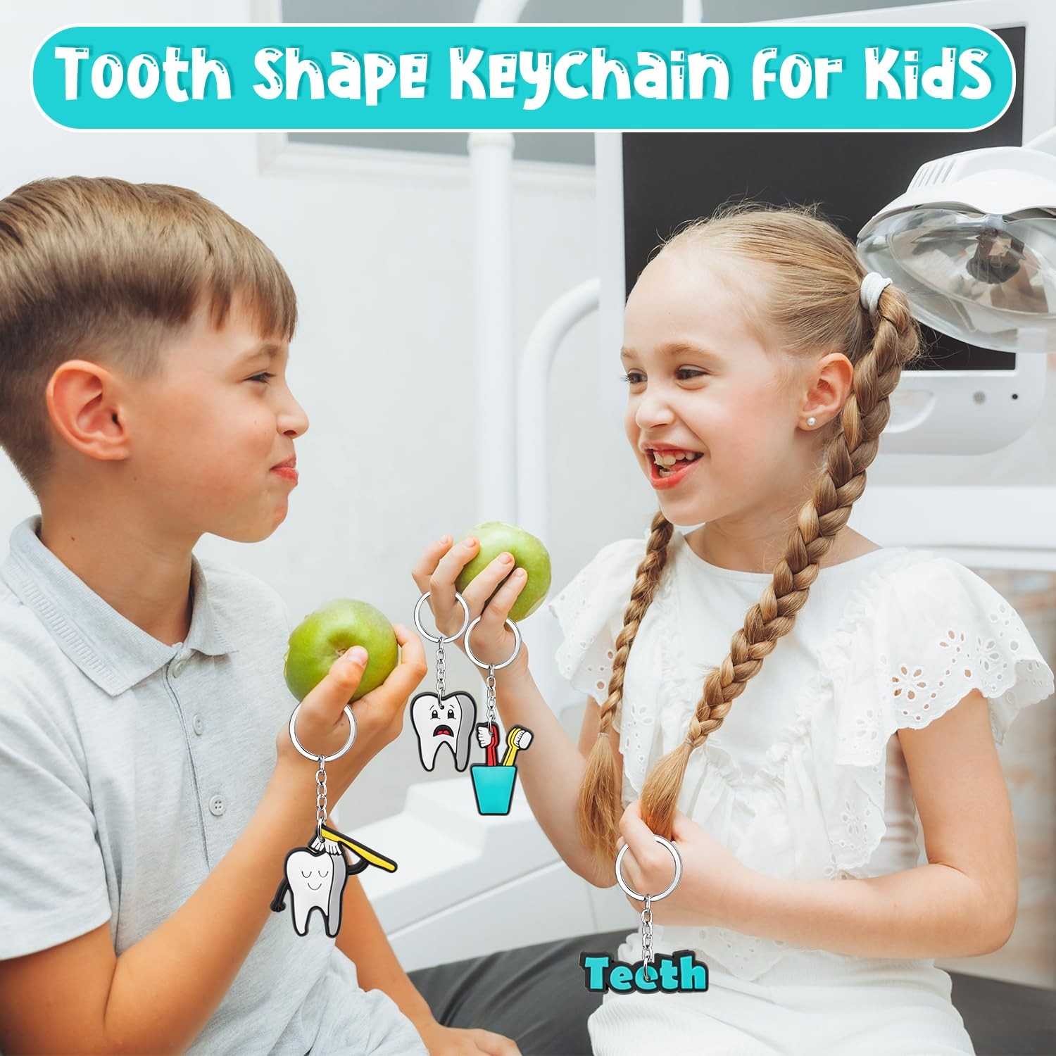 LBSXQGS Tooth Shape Keychain, Dental Assistant 3.5 inches, Toothkeychain28pcs