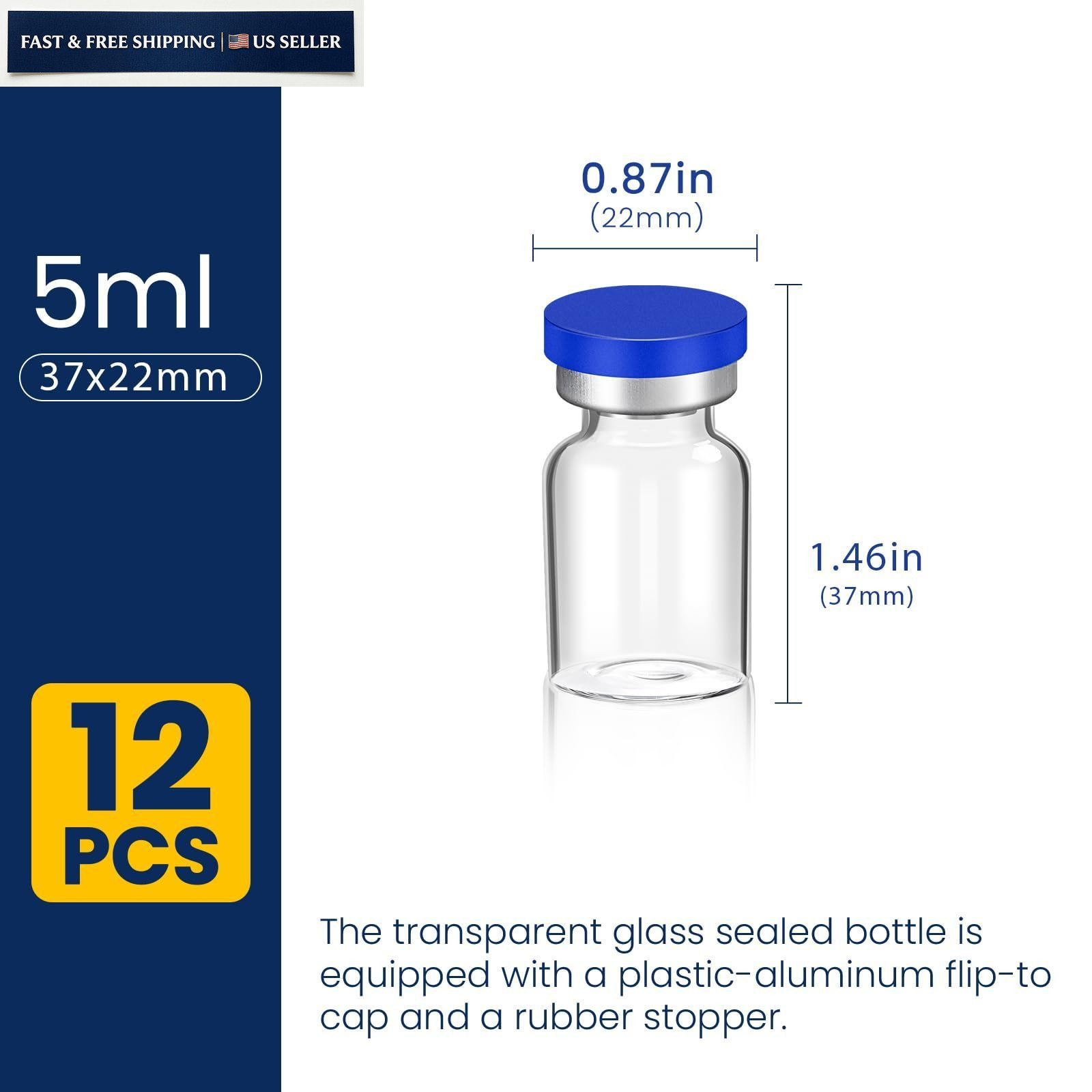 5ml Sterile Vials with Self Healing Injection Port and Sealing Cap, 5ML-12P