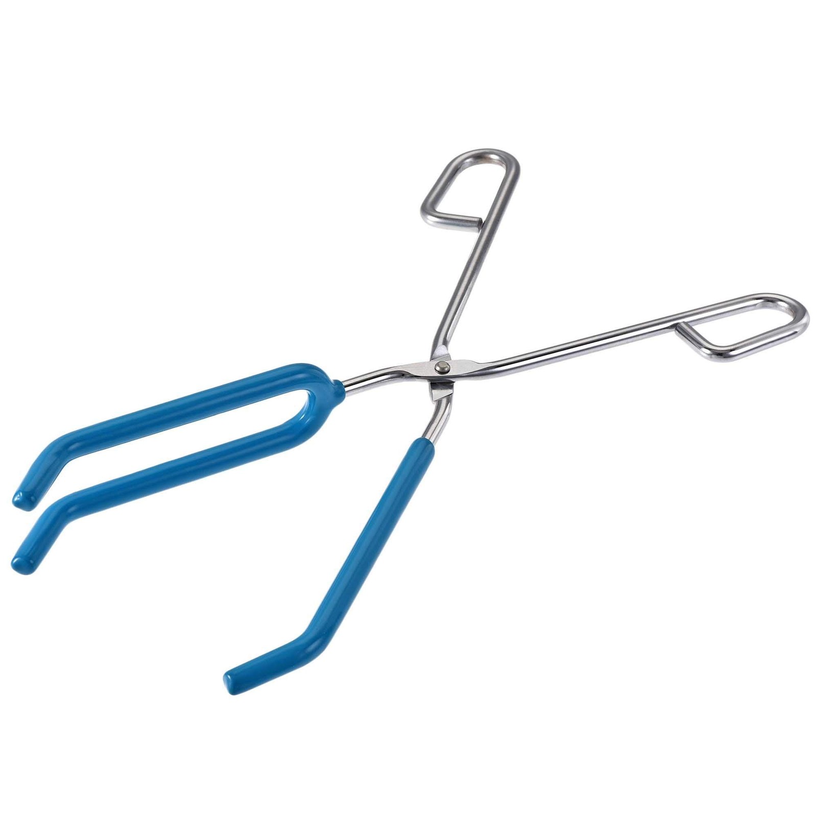 uxcell Lab Beaker Tongs 3 Prongs Stainless Steel 11.81-inch Opens Blue,Silver