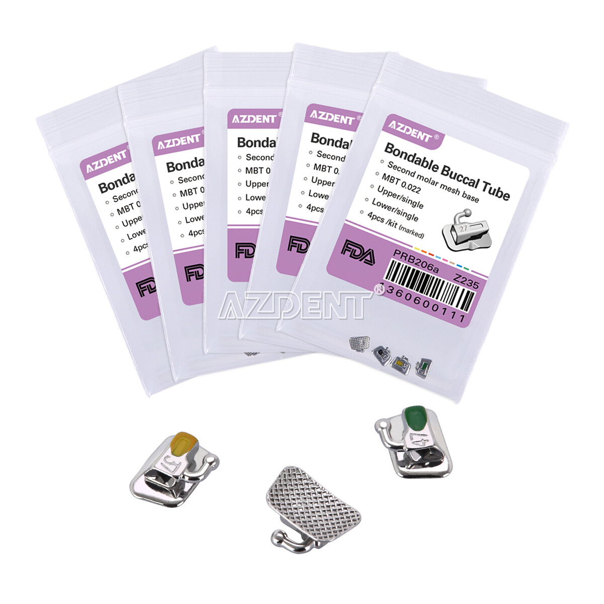 AZDENT Dental Orthodontic Buccal Tube 2nd Roth/MBT .022 Bondable Non-Conv