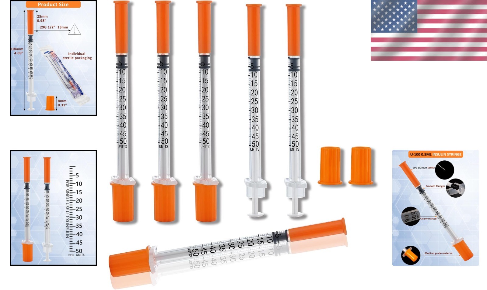 Disposable Syringe 100 Pack – 29G 0.5ml Individually Wrapped