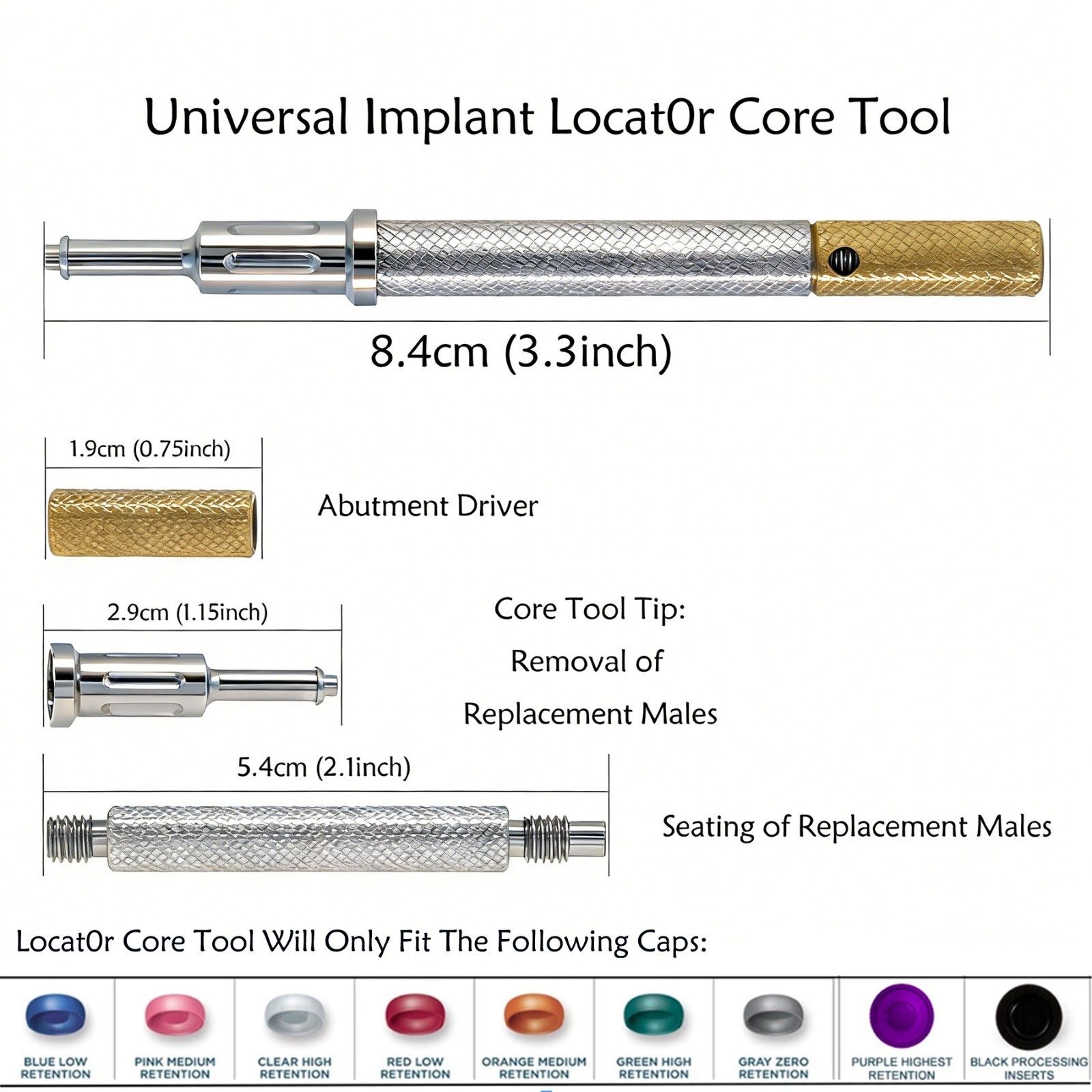 US Dental Novaloc Type Mounting and Demounting Tool Retention Inserts Core Tool