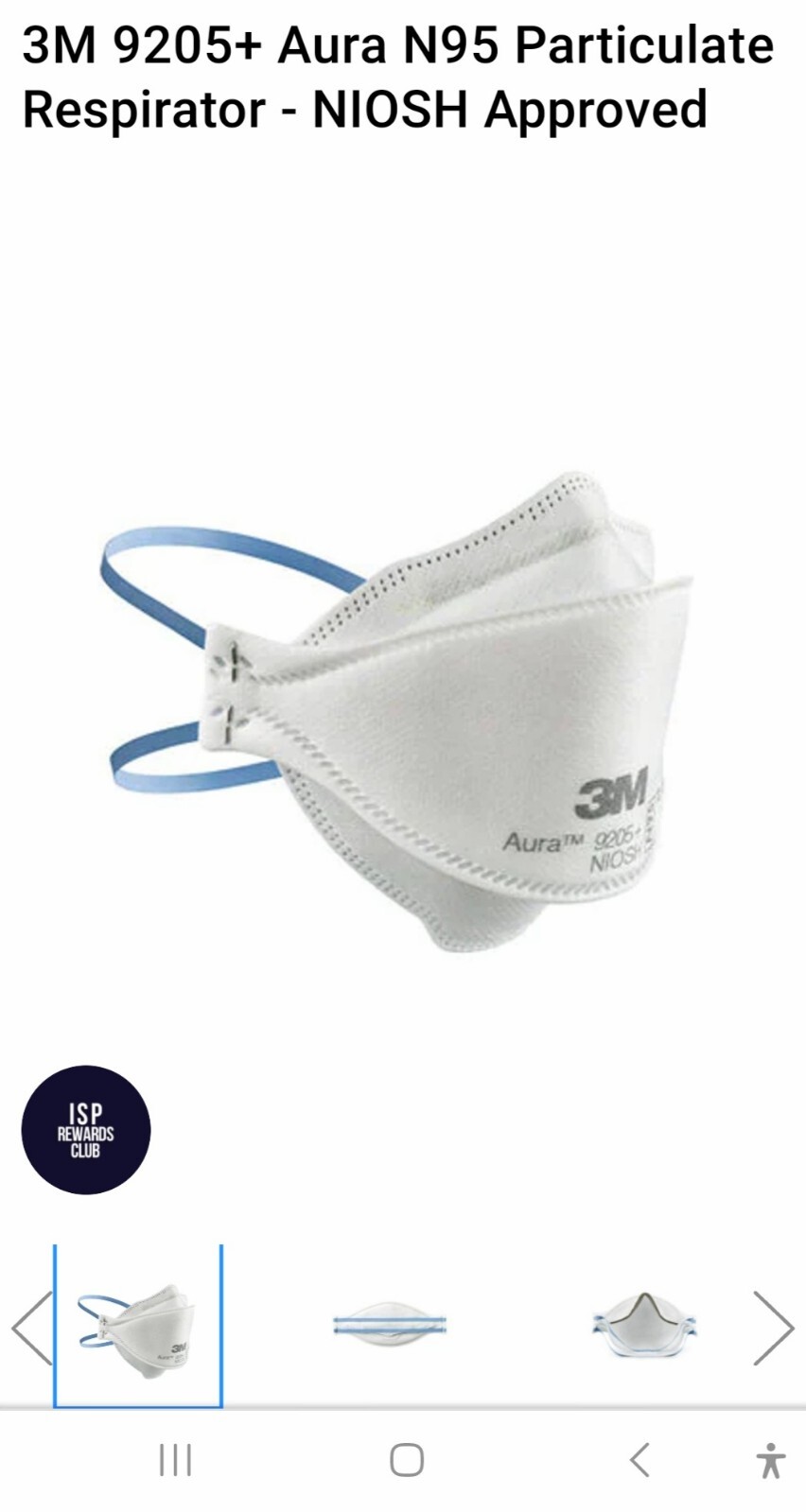 3M 9205+ AURA N95 NIOSH Approved Particulate Respirator Mask Face Masks USA MADE